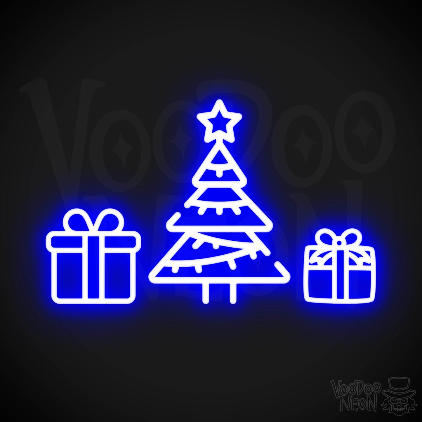 Neon Christmas Tree - Neon Christmas Tree Wall Art - Christmas Tree Neon Sign - Color Dark Blue