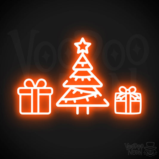 Neon Christmas Tree - Neon Christmas Tree Wall Art - Christmas Tree Neon Sign - Color Orange