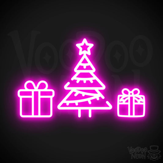 Neon Christmas Tree - Neon Christmas Tree Wall Art - Christmas Tree Neon Sign - Color Pink
