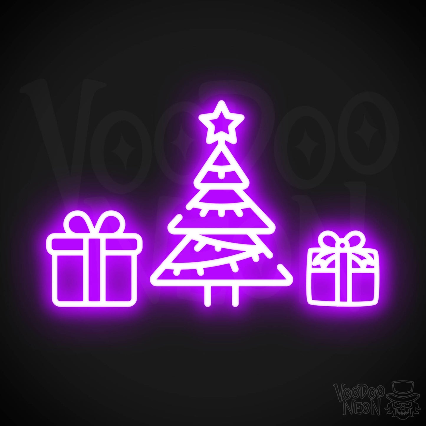 Neon Christmas Tree - Neon Christmas Tree Wall Art - Christmas Tree Neon Sign - Color Purple