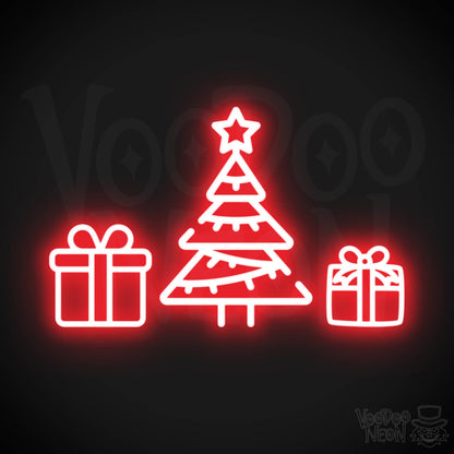 Neon Christmas Tree - Neon Christmas Tree Wall Art - Christmas Tree Neon Sign - Color Red