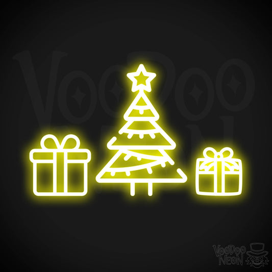 Neon Christmas Tree - Neon Christmas Tree Wall Art - Christmas Tree Neon Sign - Color Yellow