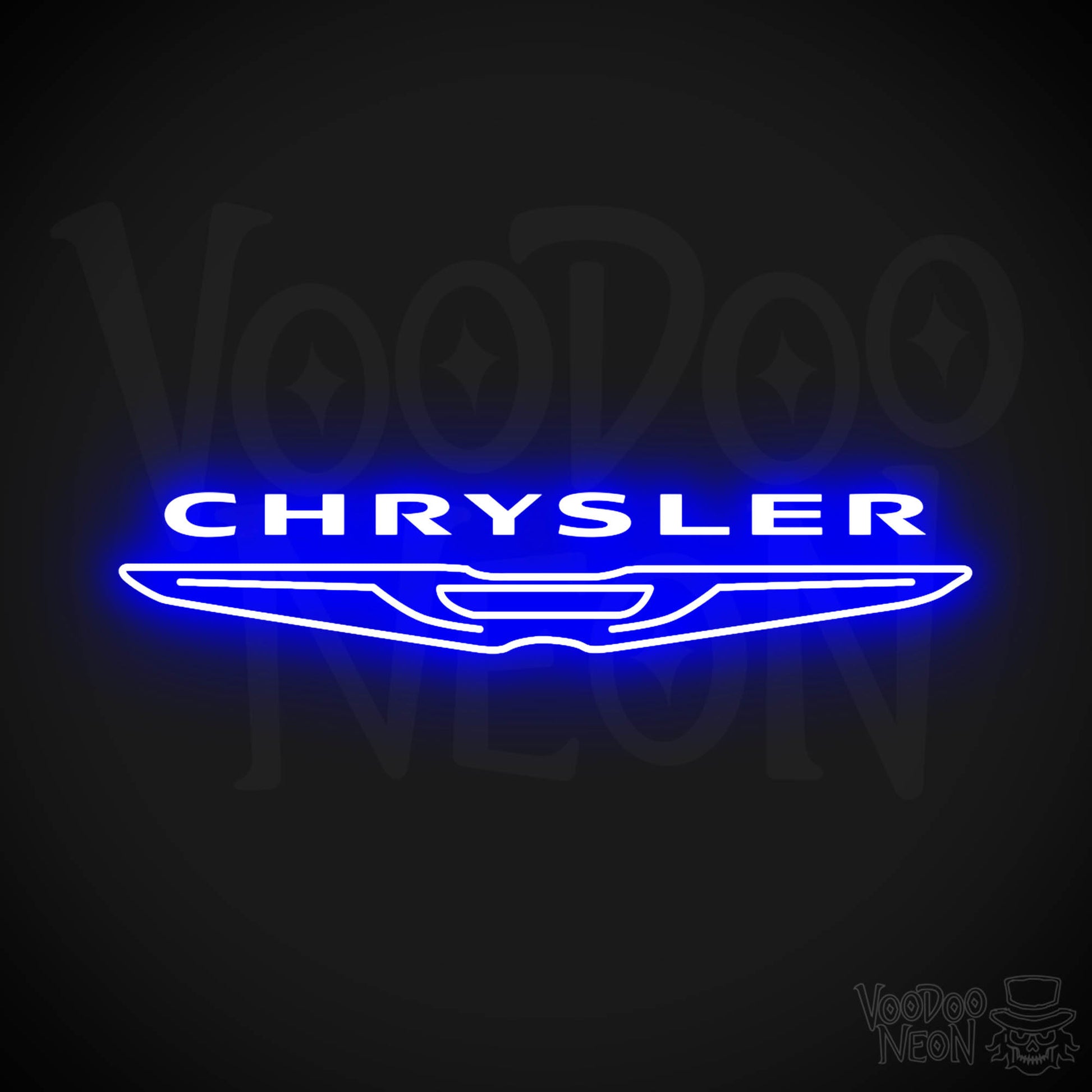 Chrysler Neon Sign - Neon Chrysler Sign - Chrysler Logo Wall Art - Color Dark Blue