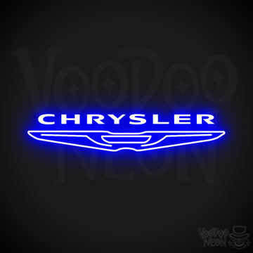 Chrysler Neon Sign - Neon Chrysler Sign - Chrysler Logo Wall Art - Color Dark Blue