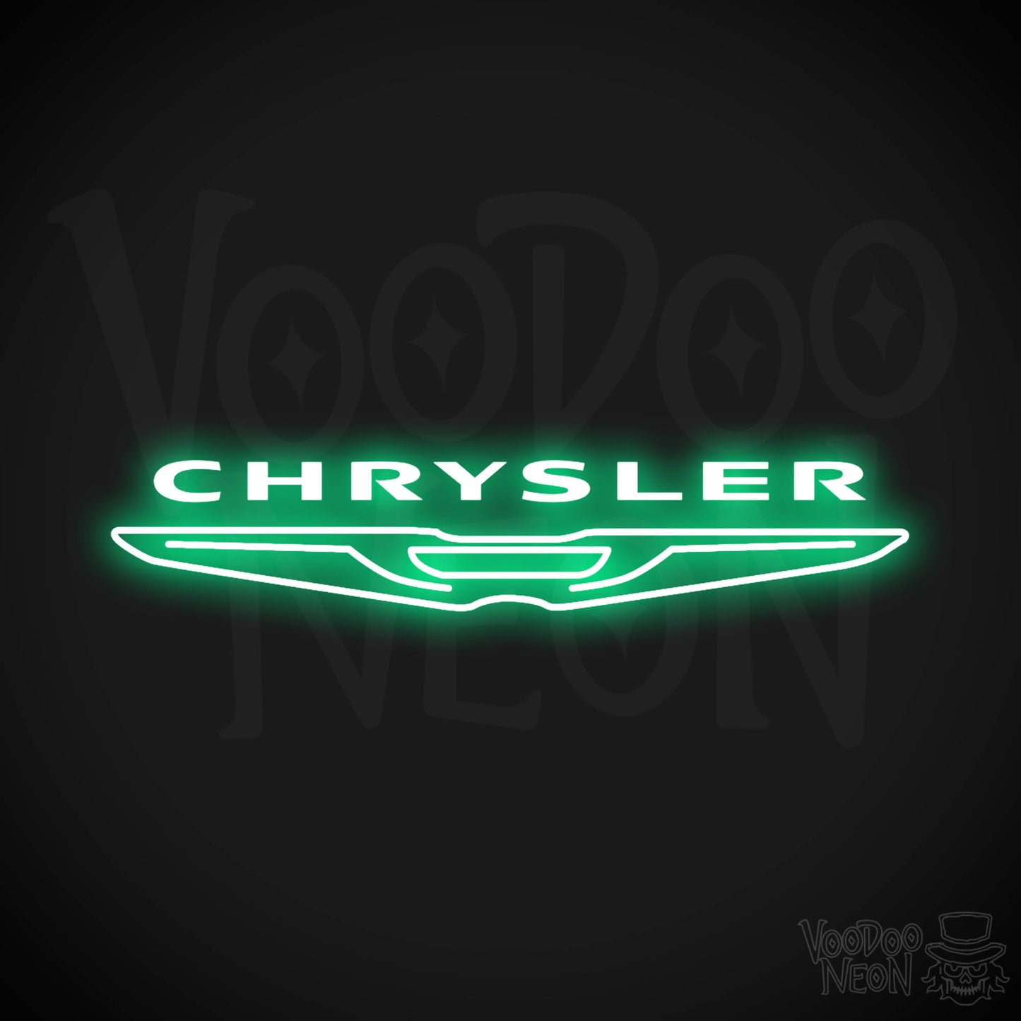 Chrysler Neon Sign - Neon Chrysler Sign - Chrysler Logo Wall Art - Color Green