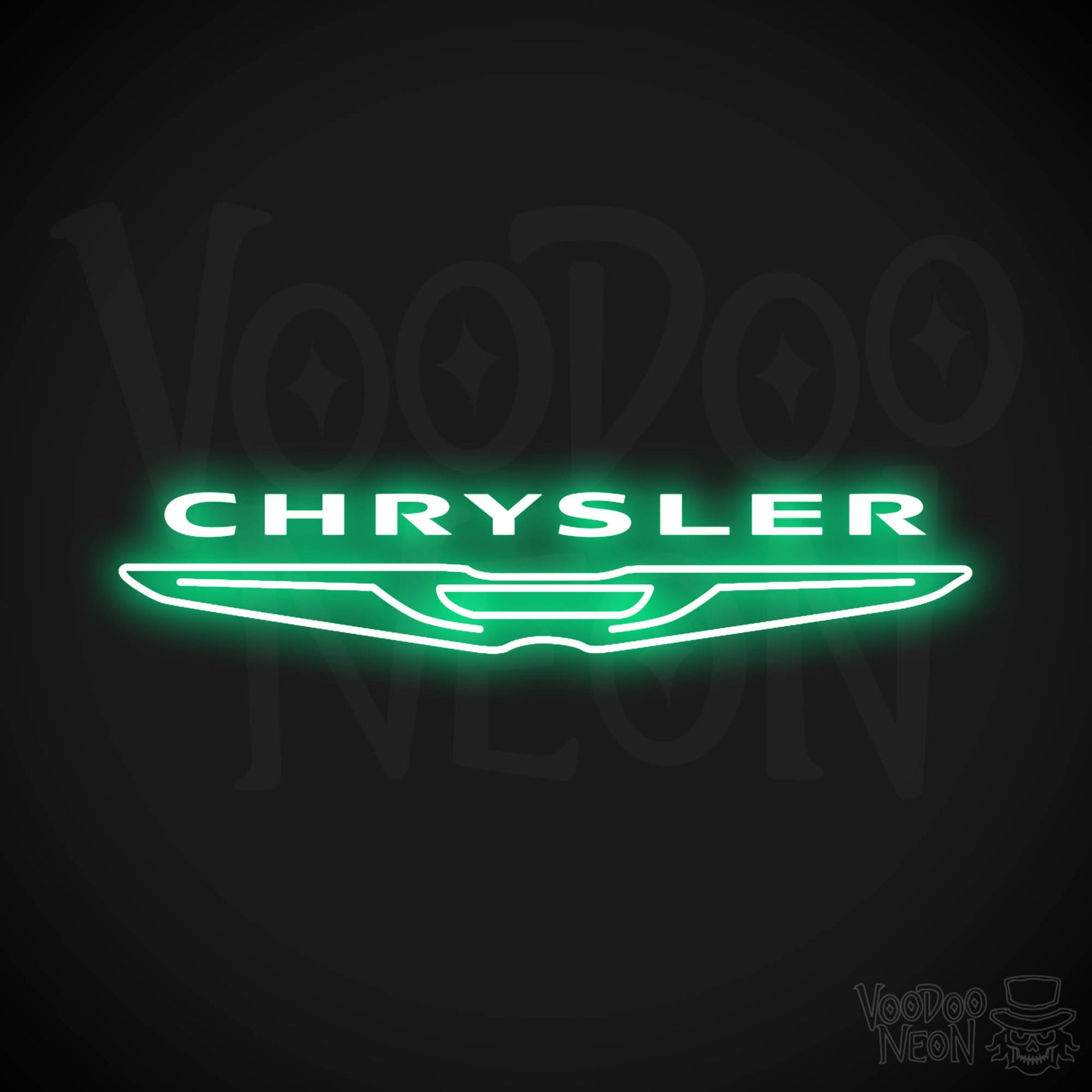 Chrysler Neon Sign - Neon Chrysler Sign - Chrysler Logo Wall Art - Color Green