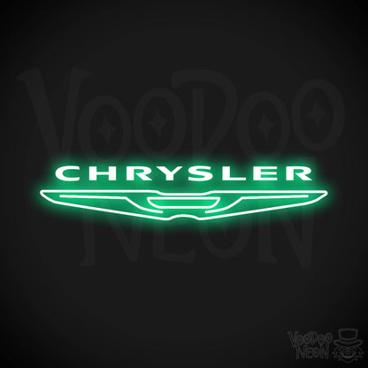 Chrysler Neon Sign - Neon Chrysler Sign - Chrysler Logo Wall Art - Color Green
