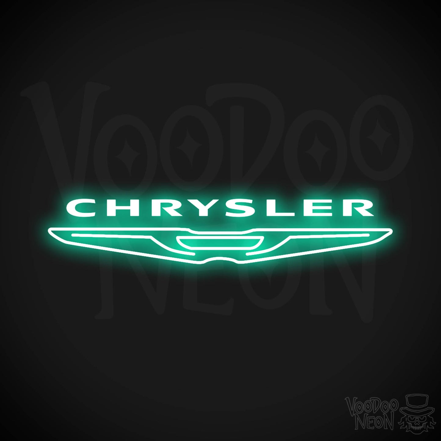 Chrysler Neon Sign - Neon Chrysler Sign - Chrysler Logo Wall Art - Color Light Green