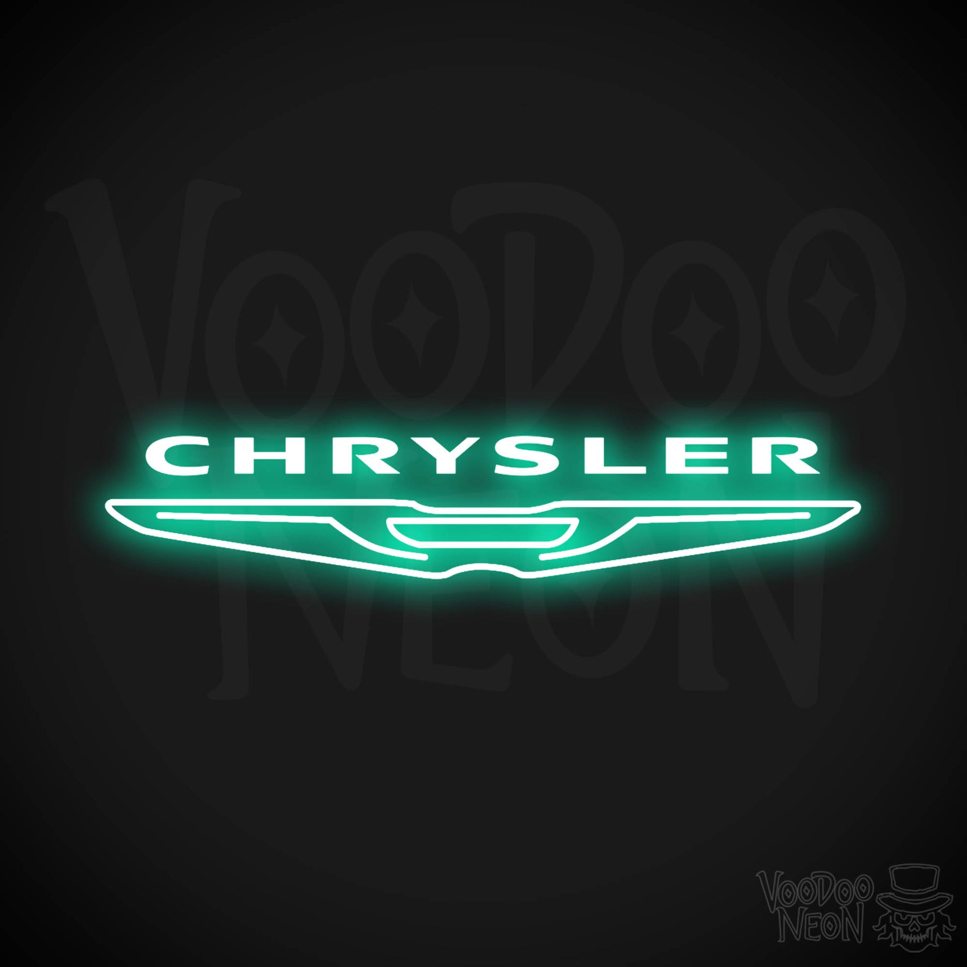 Chrysler Neon Sign - Neon Chrysler Sign - Chrysler Logo Wall Art - Color Light Green