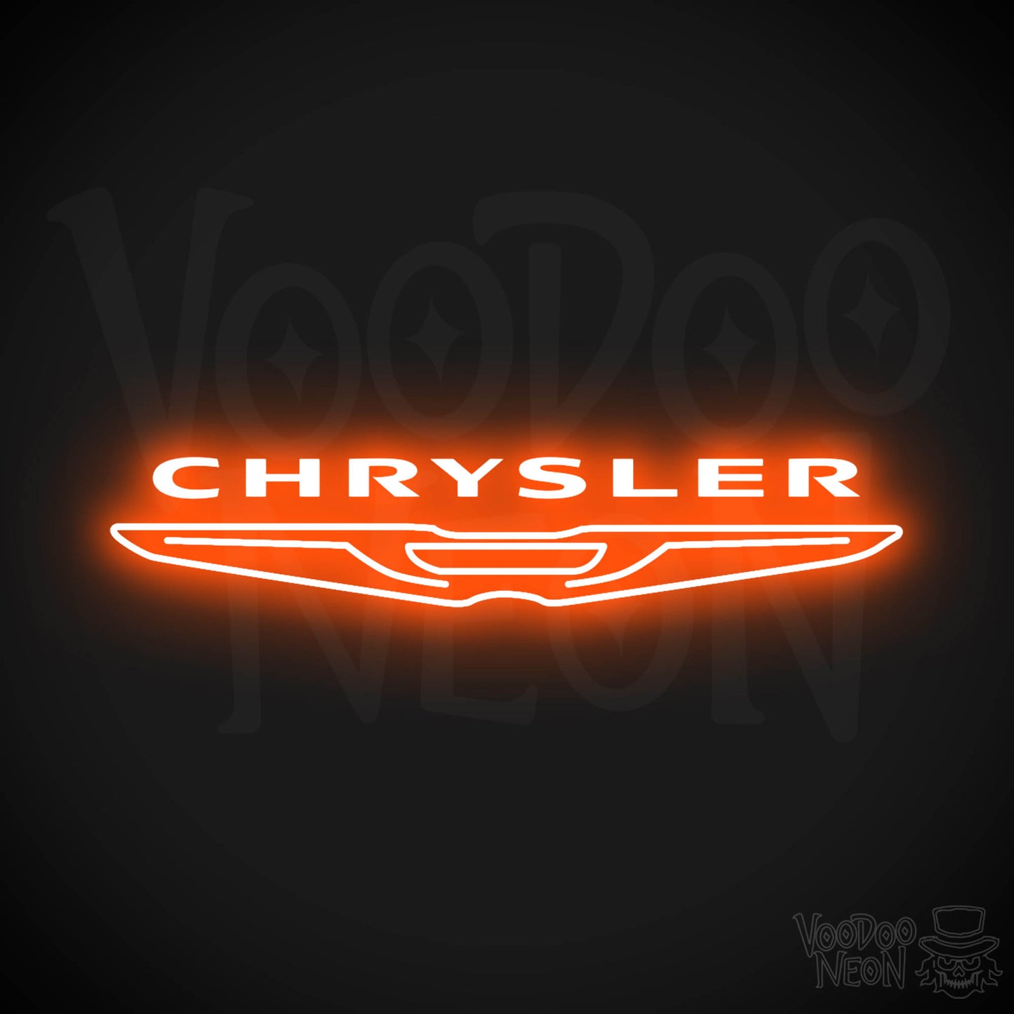 Chrysler Neon Sign - Neon Chrysler Sign - Chrysler Logo Wall Art - Color Orange