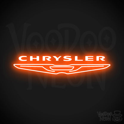 Chrysler Neon Sign - Neon Chrysler Sign - Chrysler Logo Wall Art - Color Orange