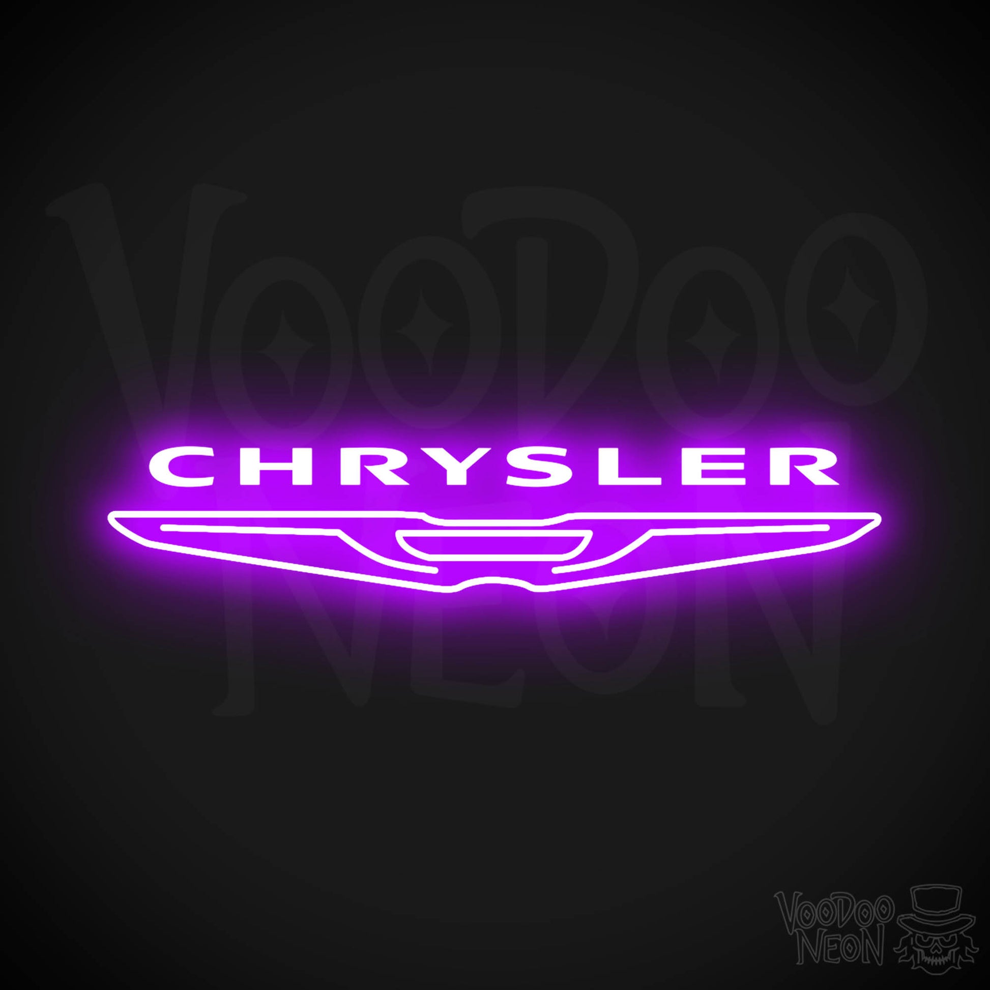 Chrysler Neon Sign - Neon Chrysler Sign - Chrysler Logo Wall Art - Color Purple