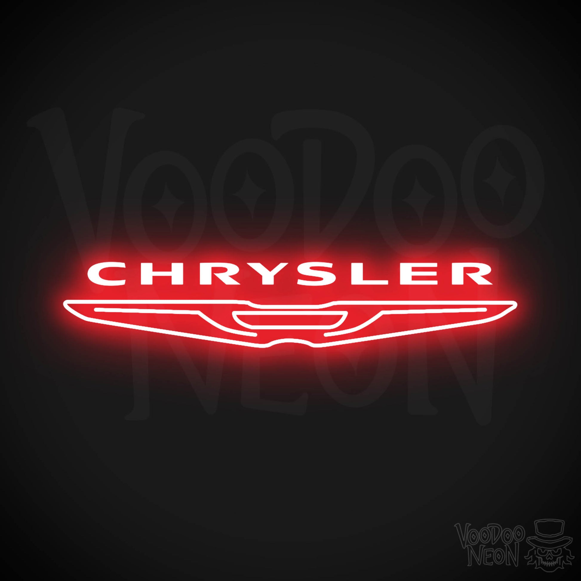 Chrysler Neon Sign - Neon Chrysler Sign - Chrysler Logo Wall Art - Color Red