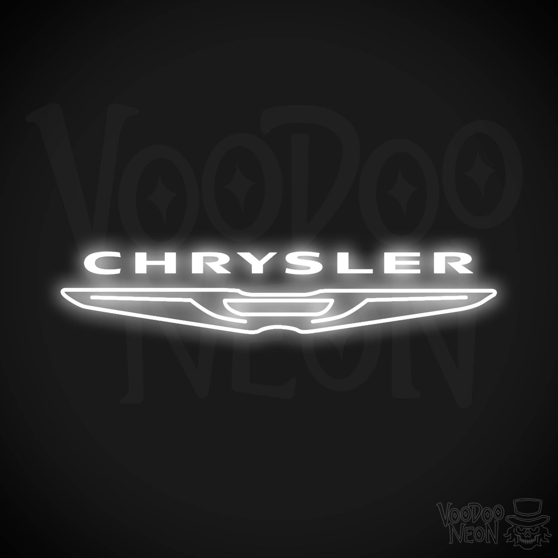 Chrysler Neon Sign - Neon Chrysler Sign - Chrysler Logo Wall Art - Color White