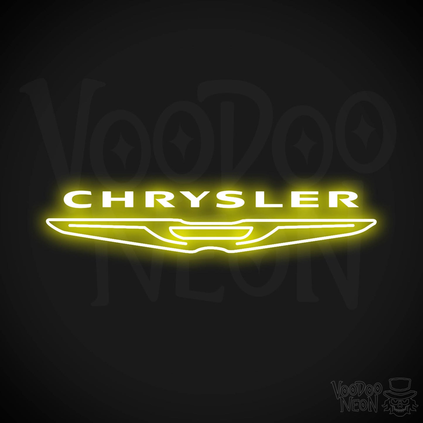Chrysler Neon Sign - Neon Chrysler Sign - Chrysler Logo Wall Art - Color Yellow