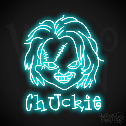 Chuckie Neon Sign - Neon Chuckie Sign - LED Wall Art - Color Ice Blue