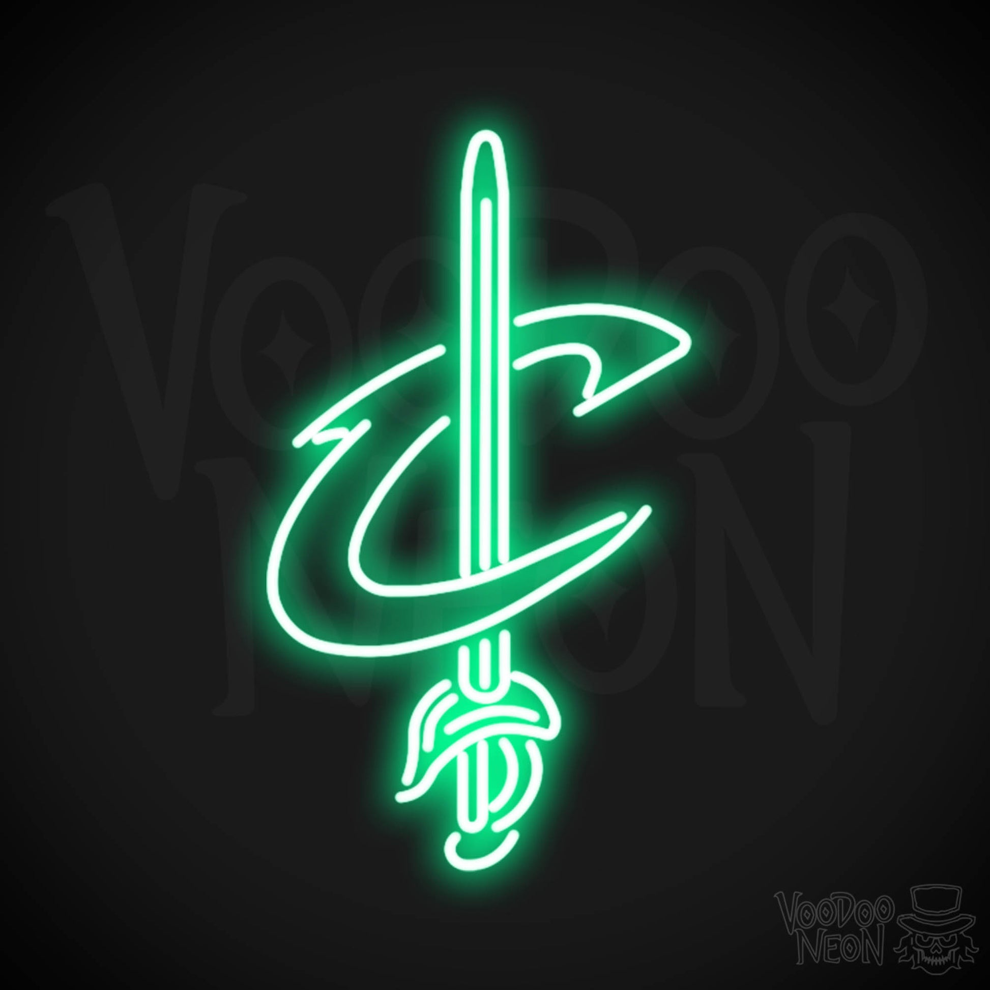 Cleveland Cavaliers Neon Sign - Cleveland Cavaliers Sign - Neon Cavaliers Wall Art - Color Green