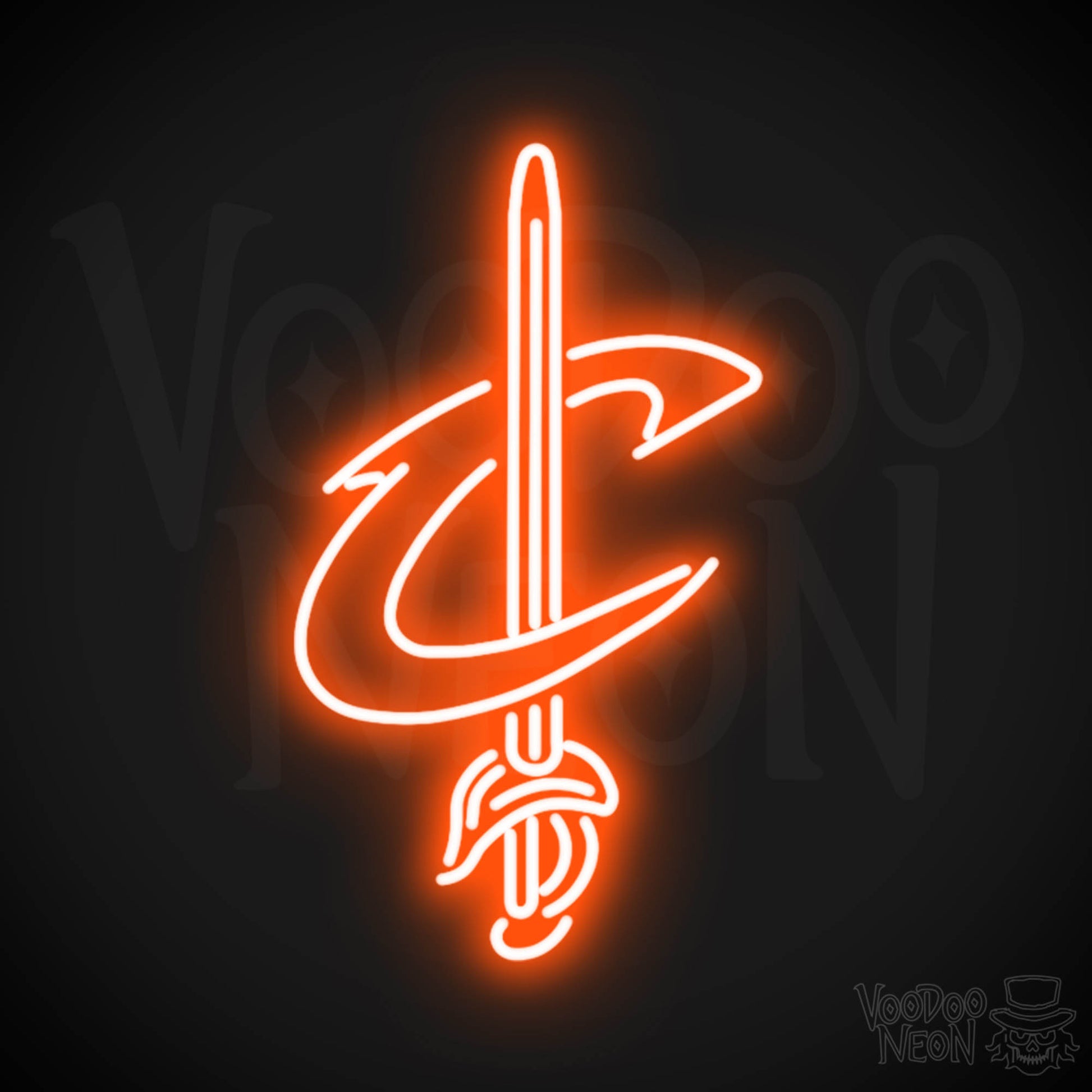 Cleveland Cavaliers Neon Sign - Cleveland Cavaliers Sign - Neon Cavaliers Wall Art - Color Orange