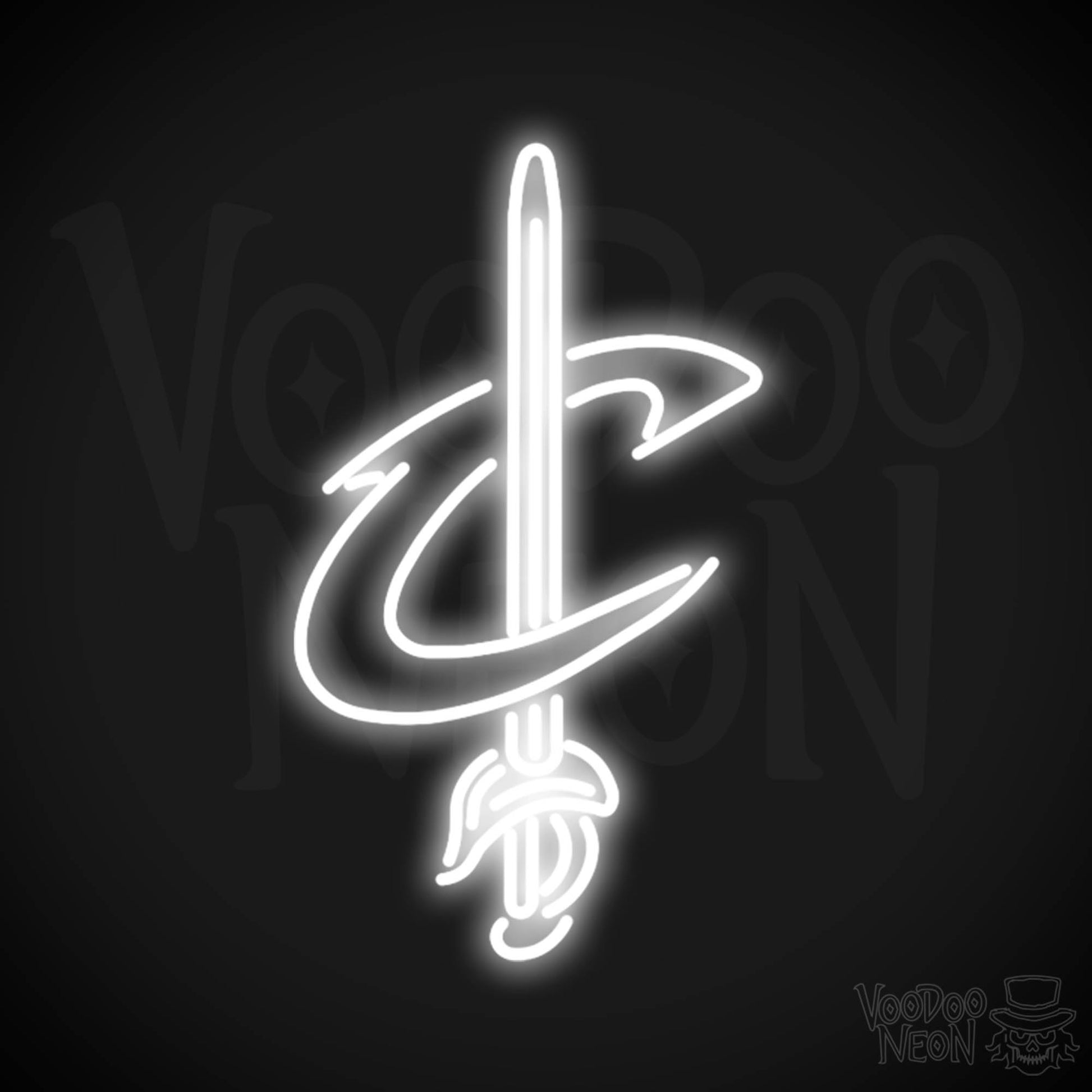 Cleveland Cavaliers Neon Sign - Cleveland Cavaliers Sign - Neon Cavaliers Wall Art - Color White