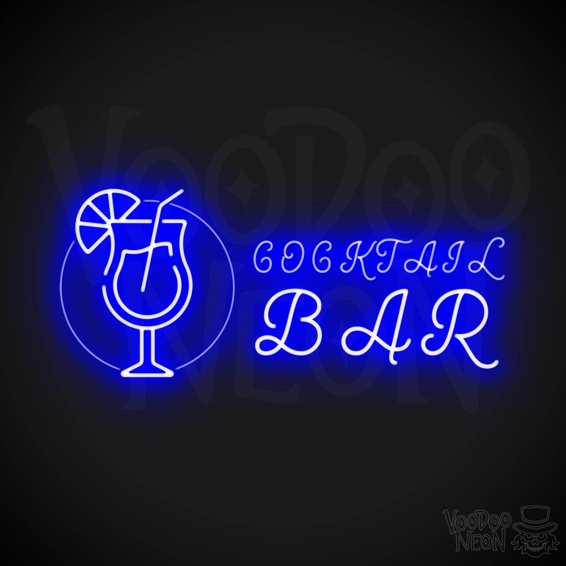 Cocktail Bar Neon Sign - Neon Cocktail Bar Sign - Neon Cocktail Sign - Color Dark Blue