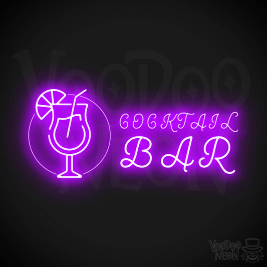 Cocktail Bar Neon Sign - Neon Cocktail Bar Sign - Neon Cocktail Sign - Color Purple