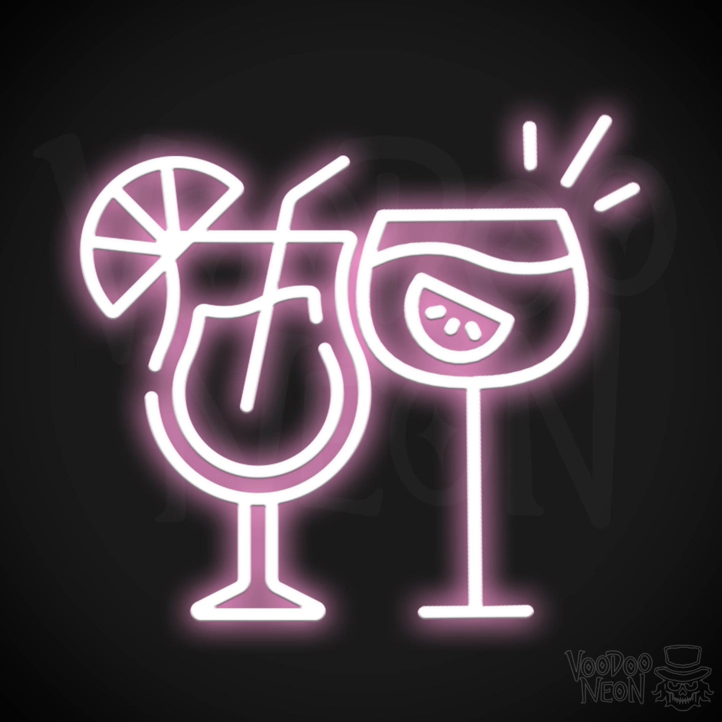Neon Cocktails Sign - Cocktails Neon Sign - Neon Bar Signs - Color Light Pink