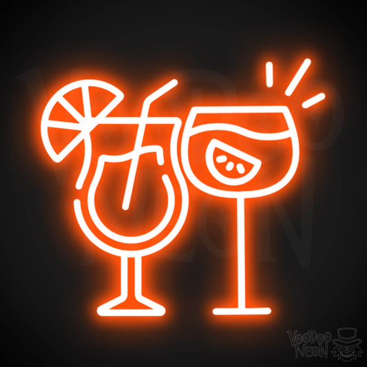 Neon Cocktails Sign - Cocktails Neon Sign - Neon Bar Signs - Color Orange
