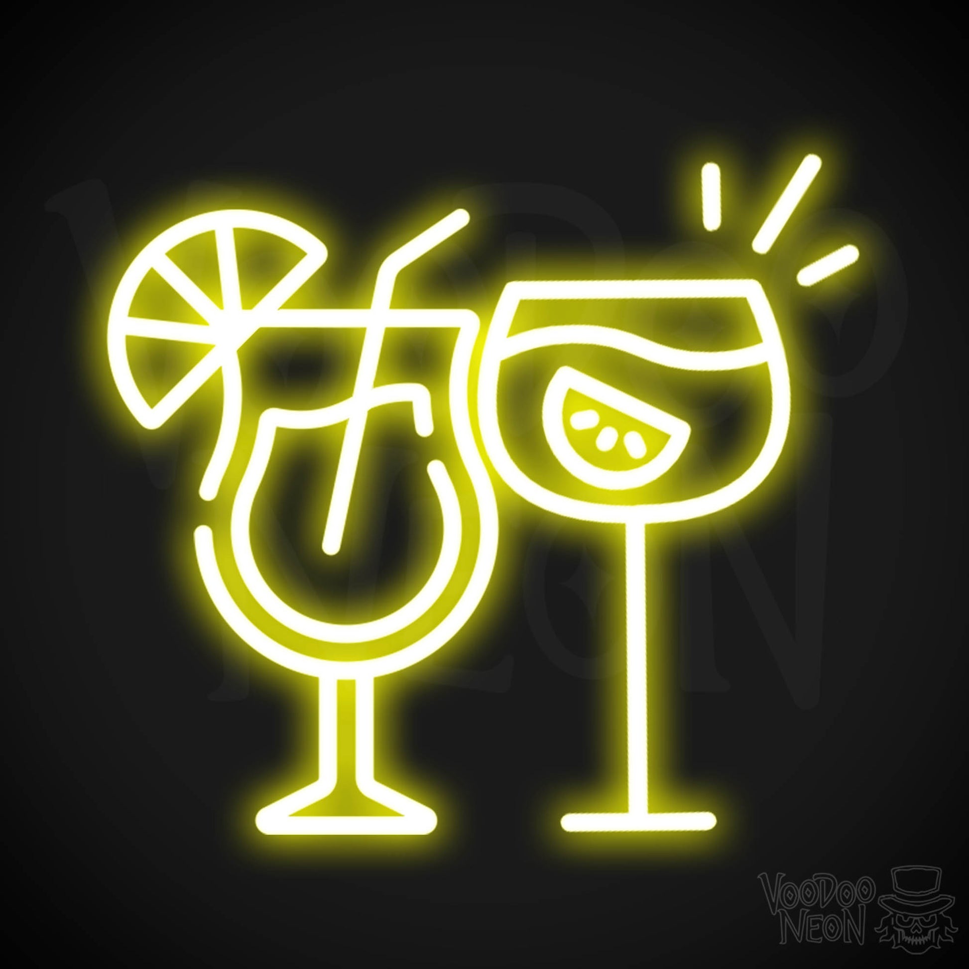 Neon Cocktails Sign - Cocktails Neon Sign - Neon Bar Signs - Color Yellow