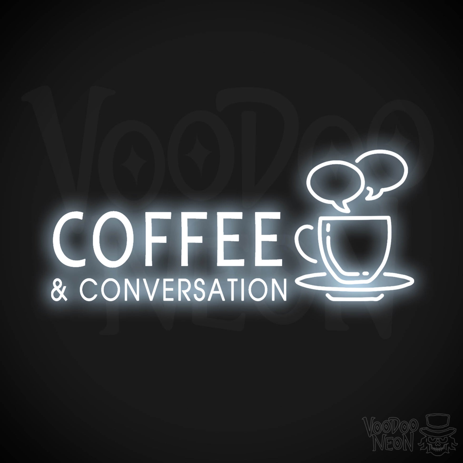 Coffee & Conversation Neon Sign - Neon Coffee & Conversation Sign - LED Lights - Color Cool White