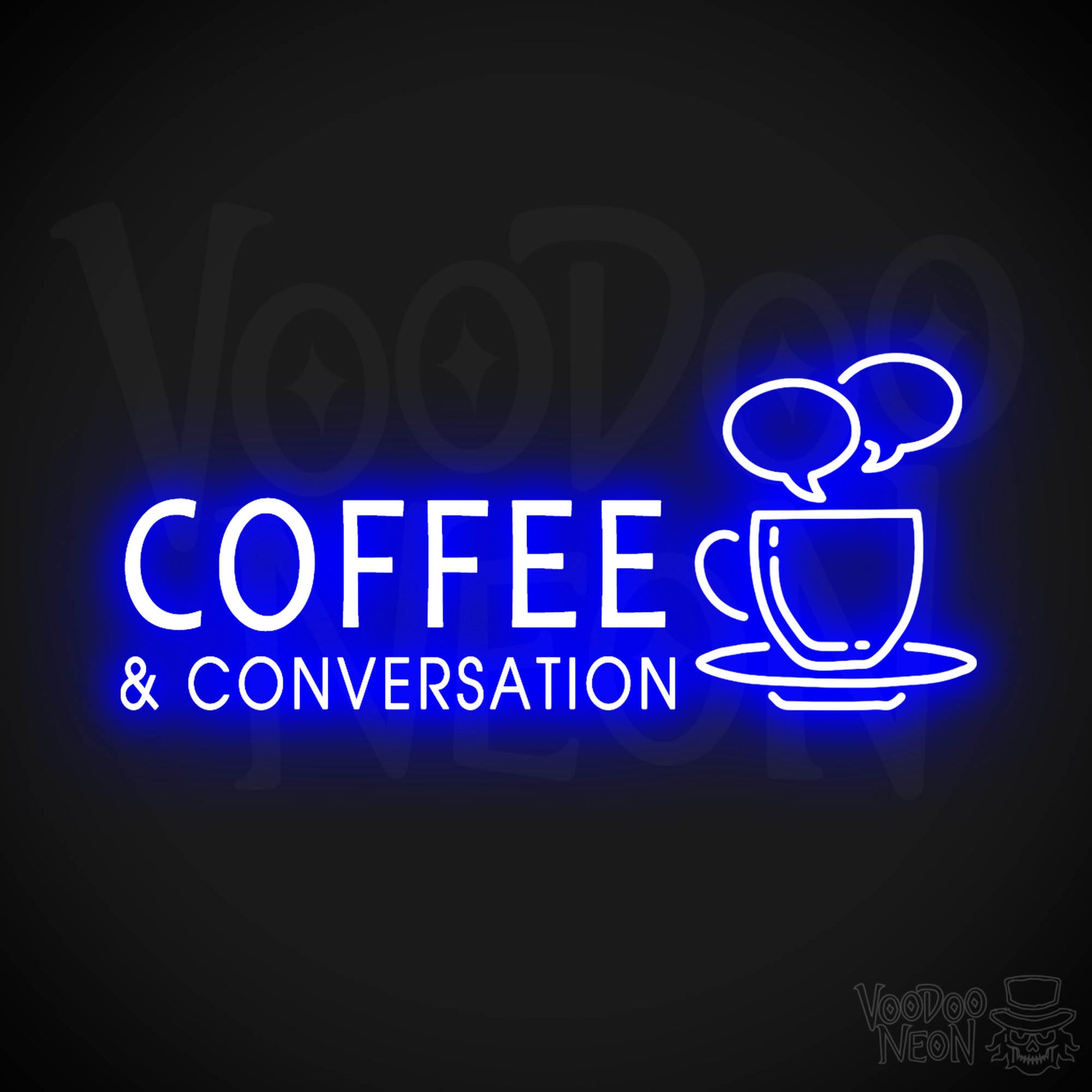 Coffee & Conversation Neon Sign - Neon Coffee & Conversation Sign - LED Lights - Color Dark Blue