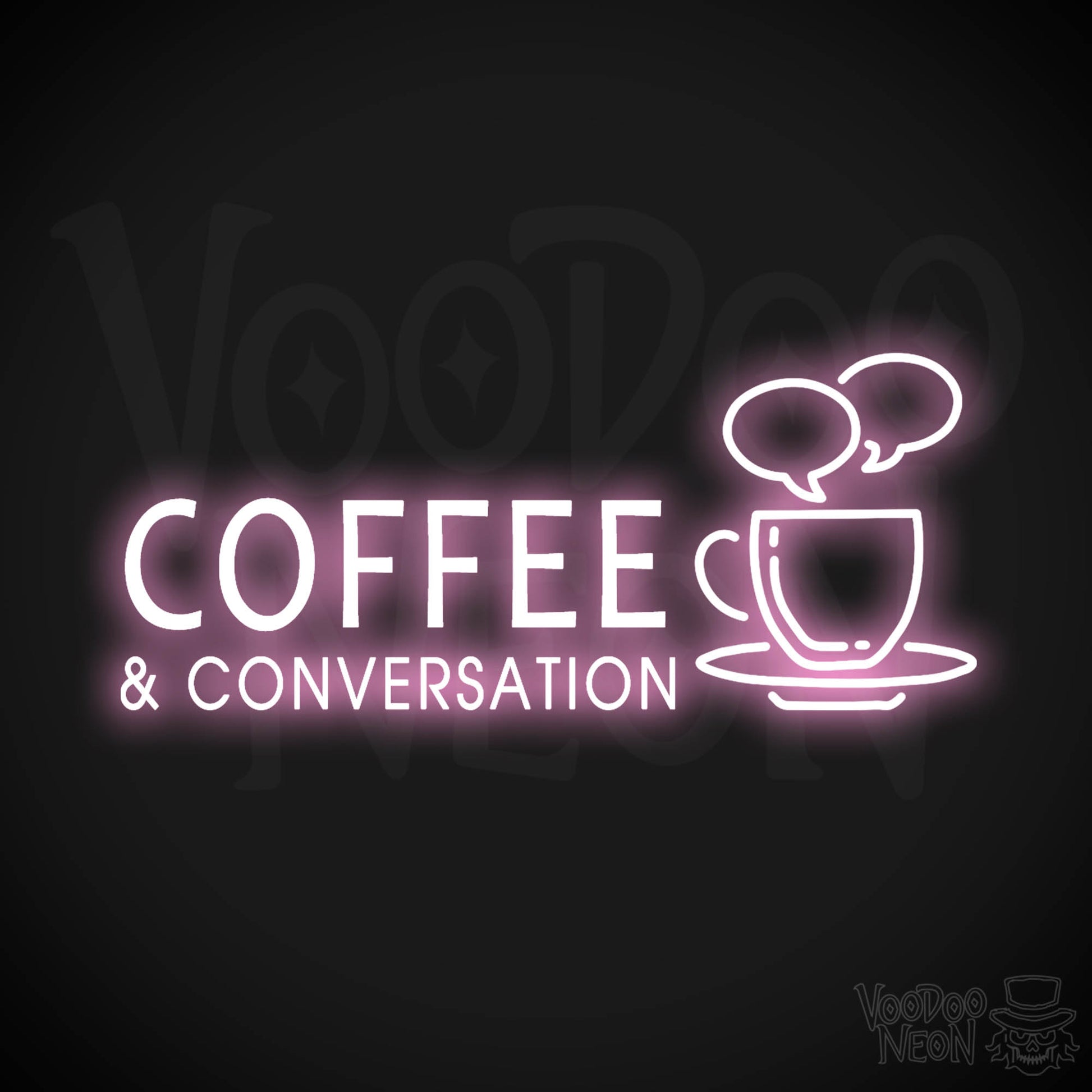 Coffee & Conversation Neon Sign - Neon Coffee & Conversation Sign - LED Lights - Color Light Pink