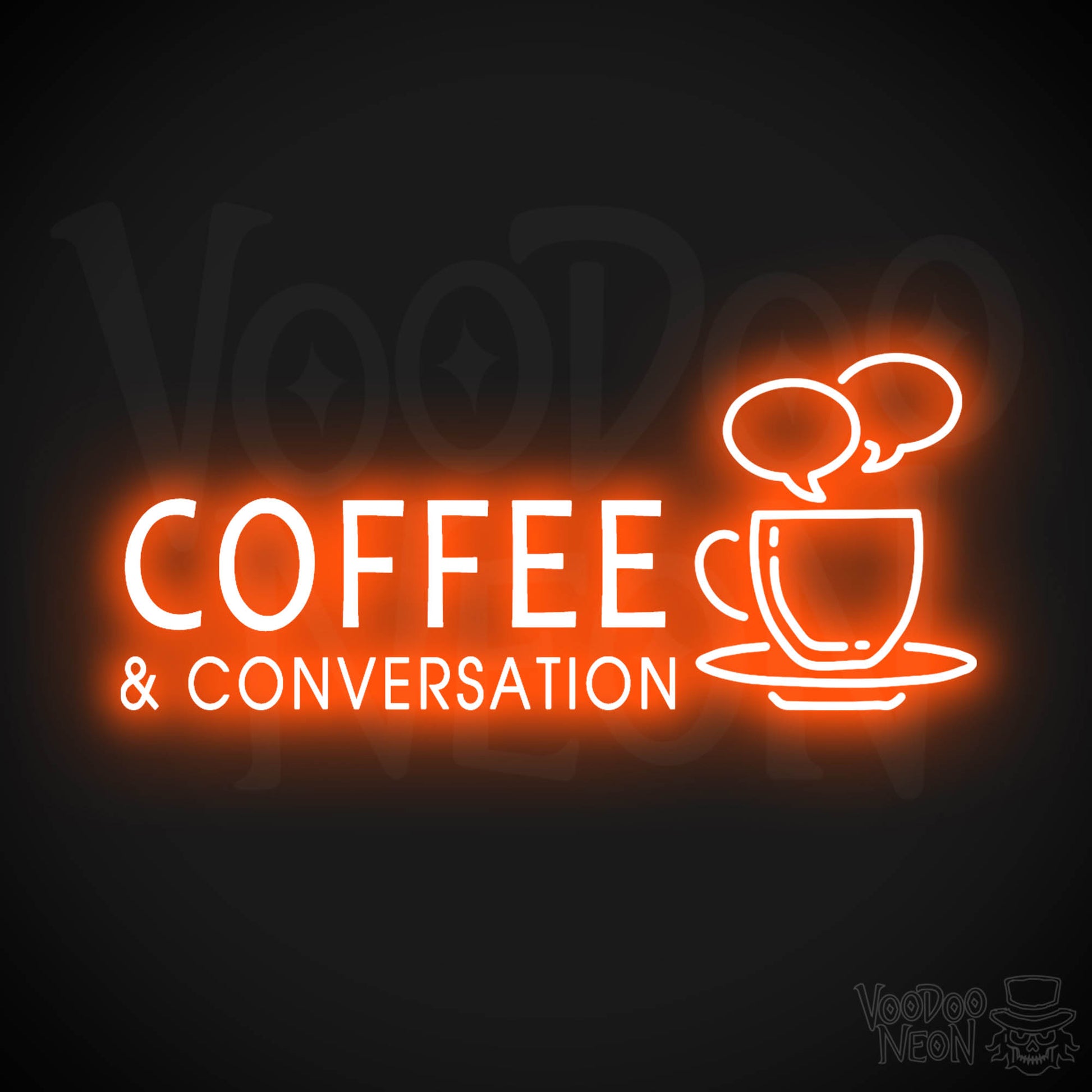 Coffee & Conversation Neon Sign - Neon Coffee & Conversation Sign - LED Lights - Color Orange