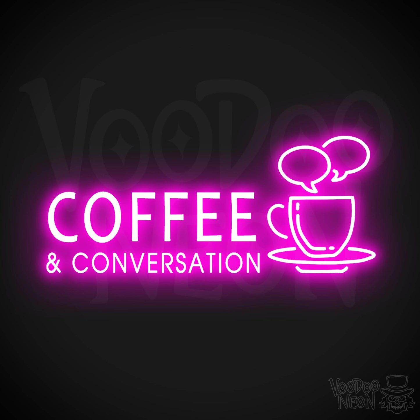 Coffee & Conversation Neon Sign - Neon Coffee & Conversation Sign - LED Lights - Color Pink