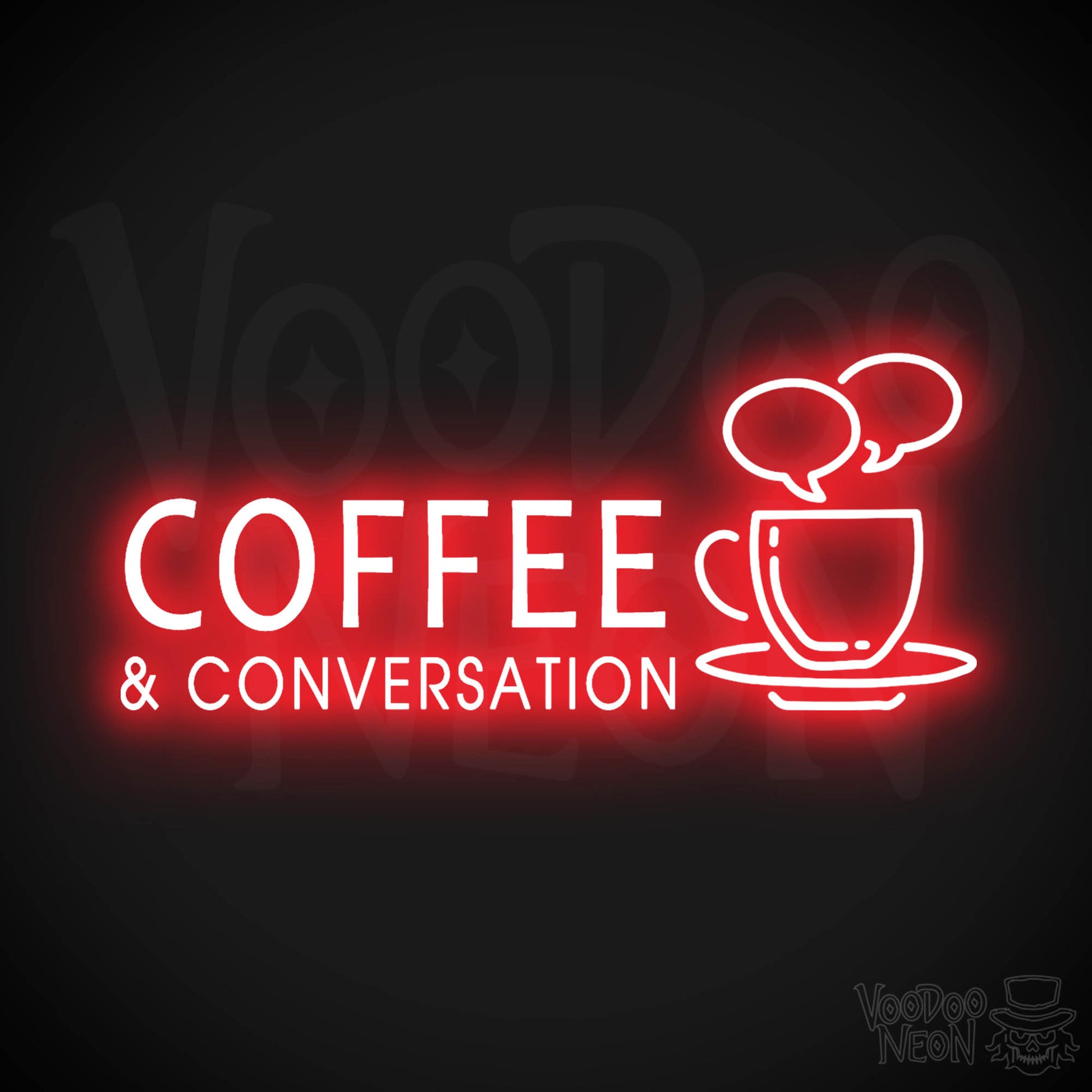 Coffee & Conversation Neon Sign - Neon Coffee & Conversation Sign - LED Lights - Color Red