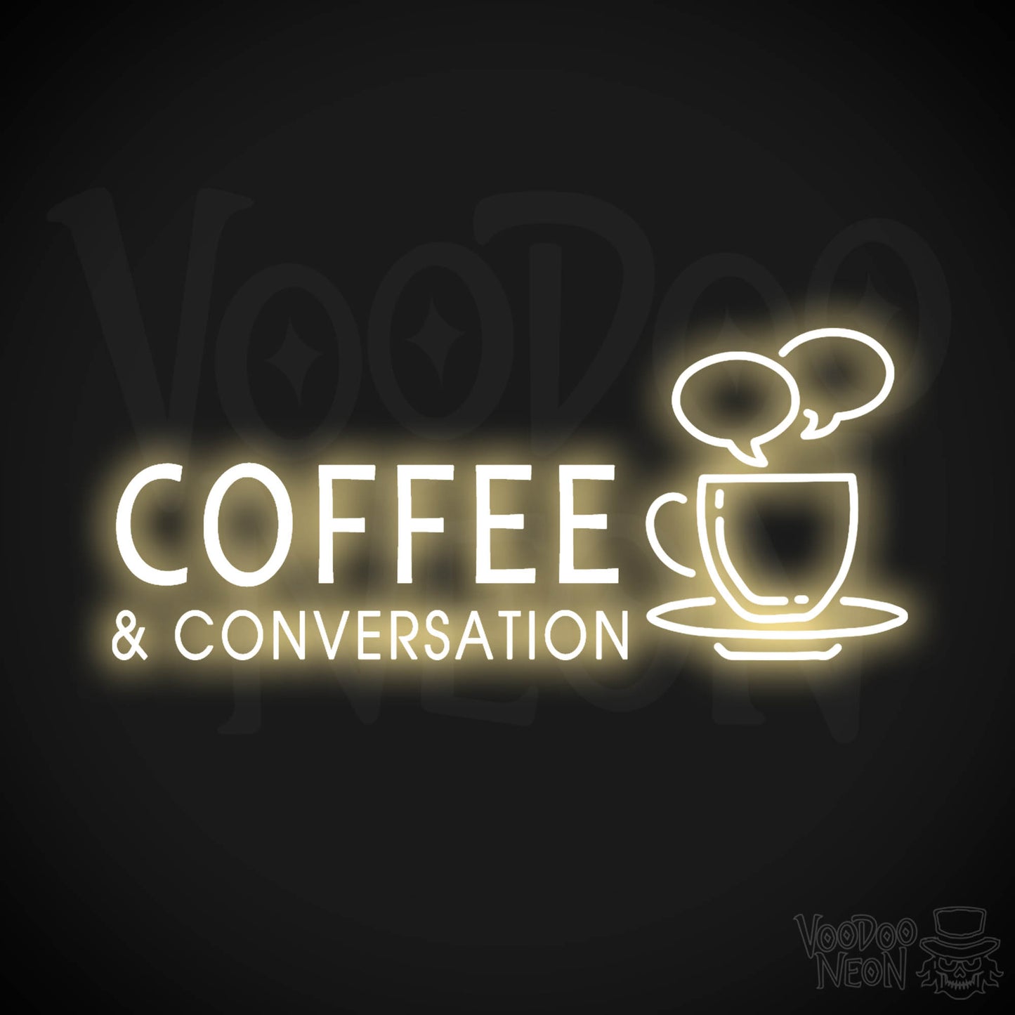 Coffee & Conversation Neon Sign - Neon Coffee & Conversation Sign - LED Lights - Color Warm White