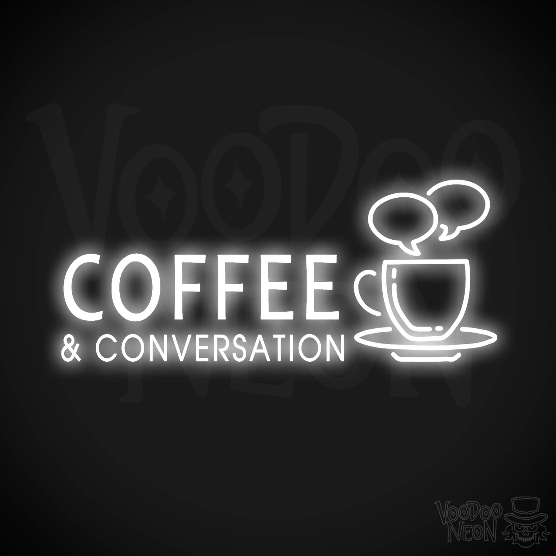 Coffee & Conversation Neon Sign - Neon Coffee & Conversation Sign - LED Lights - Color White