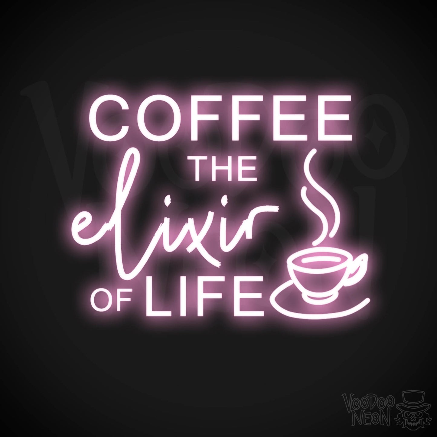 Coffee - The Elixir Of Life Neon Sign - The Elixir Of Life Sign - Color Light Pink