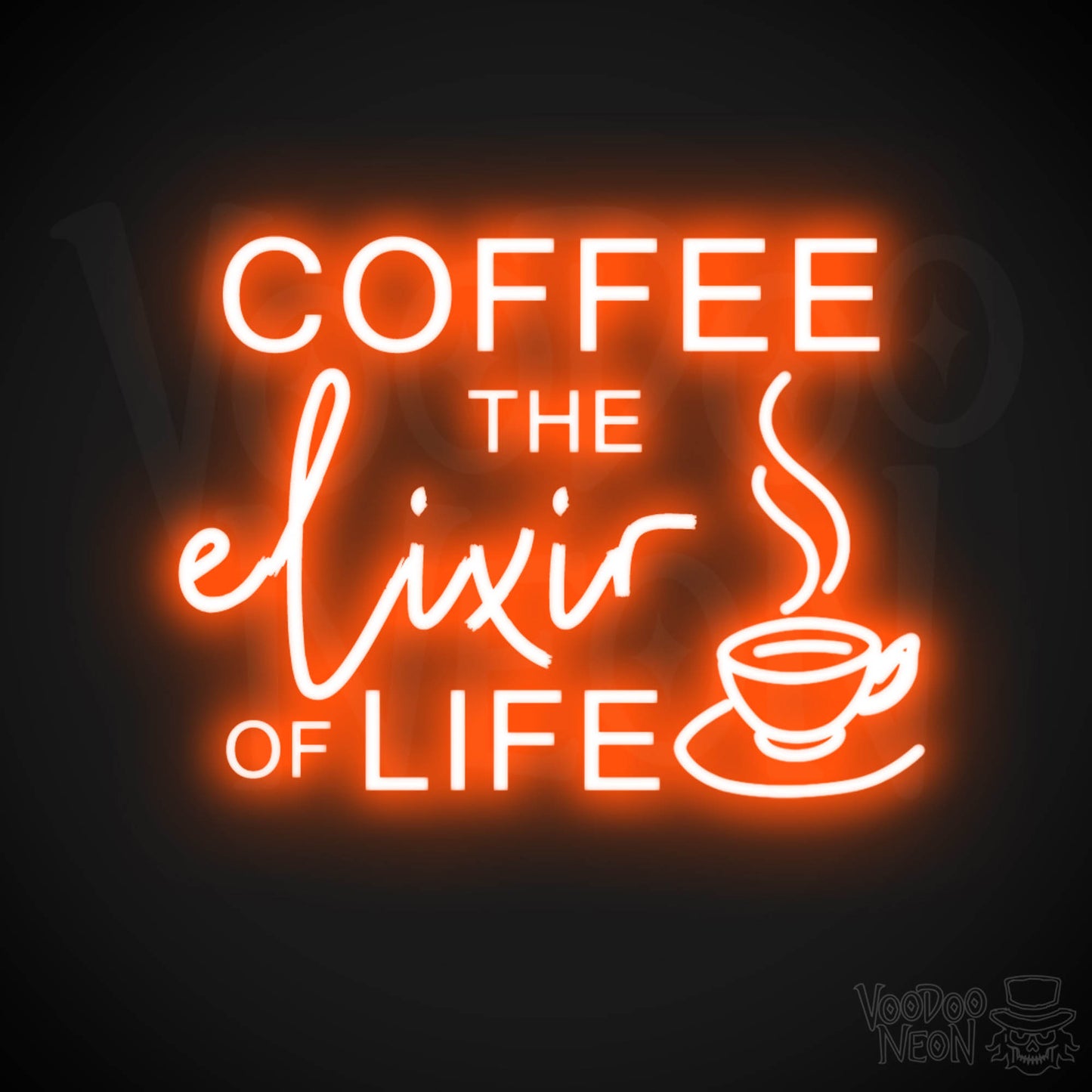 Coffee - The Elixir Of Life Neon Sign - The Elixir Of Life Sign - Color Orange