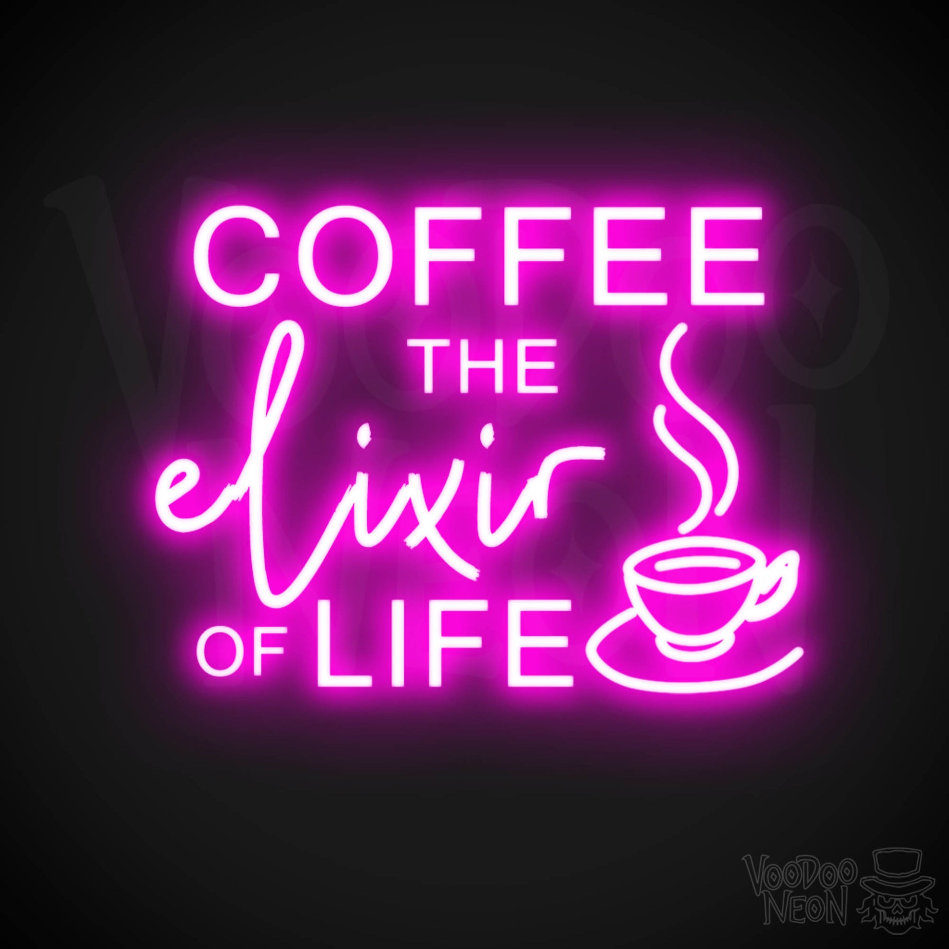 Coffee - The Elixir Of Life Neon Sign - The Elixir Of Life Sign - Color Pink