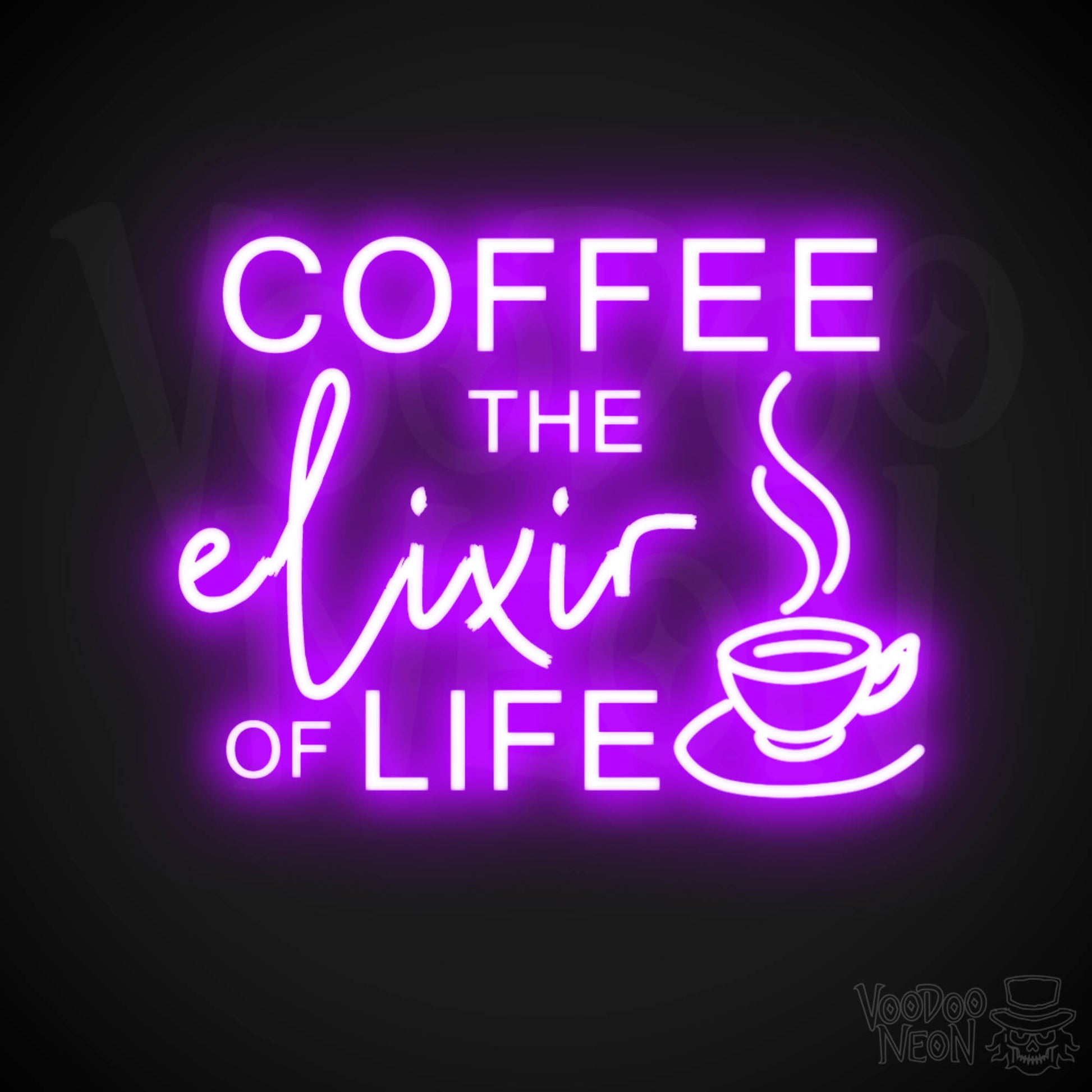 Coffee - The Elixir Of Life Neon Sign - The Elixir Of Life Sign - Color Purple