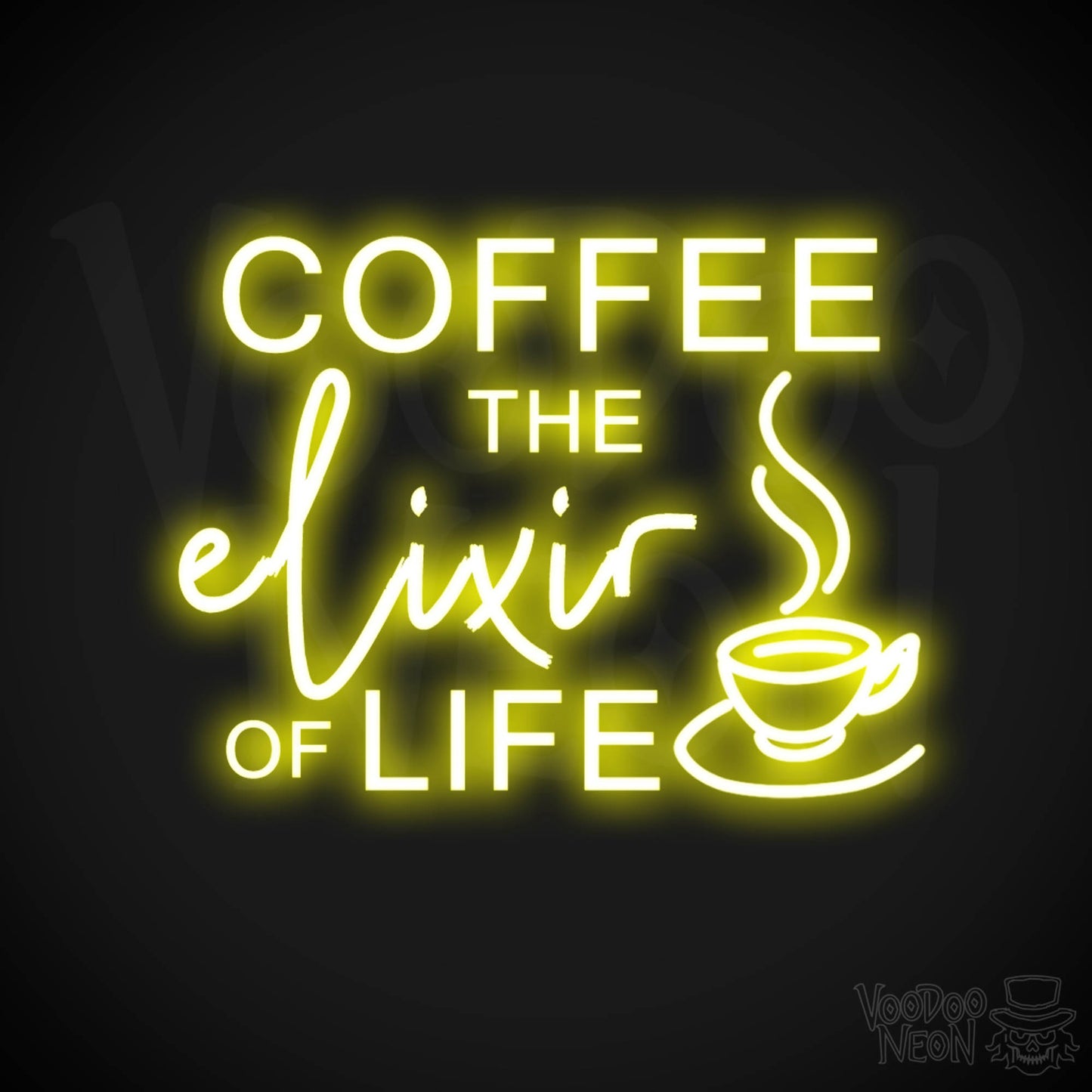 Coffee - The Elixir Of Life Neon Sign - The Elixir Of Life Sign - Color Yellow