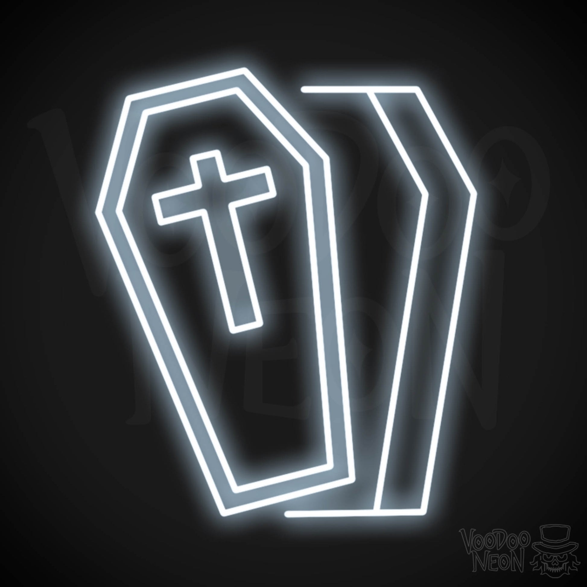 Coffin Neon Sign - Neon Coffin Wall Art - LED Sign - Color Cool White