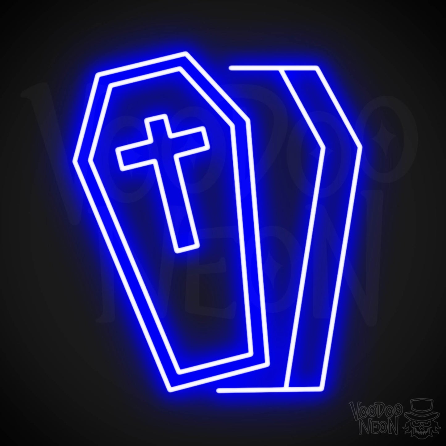 Coffin Neon Sign - Neon Coffin Wall Art - LED Sign - Color Dark Blue