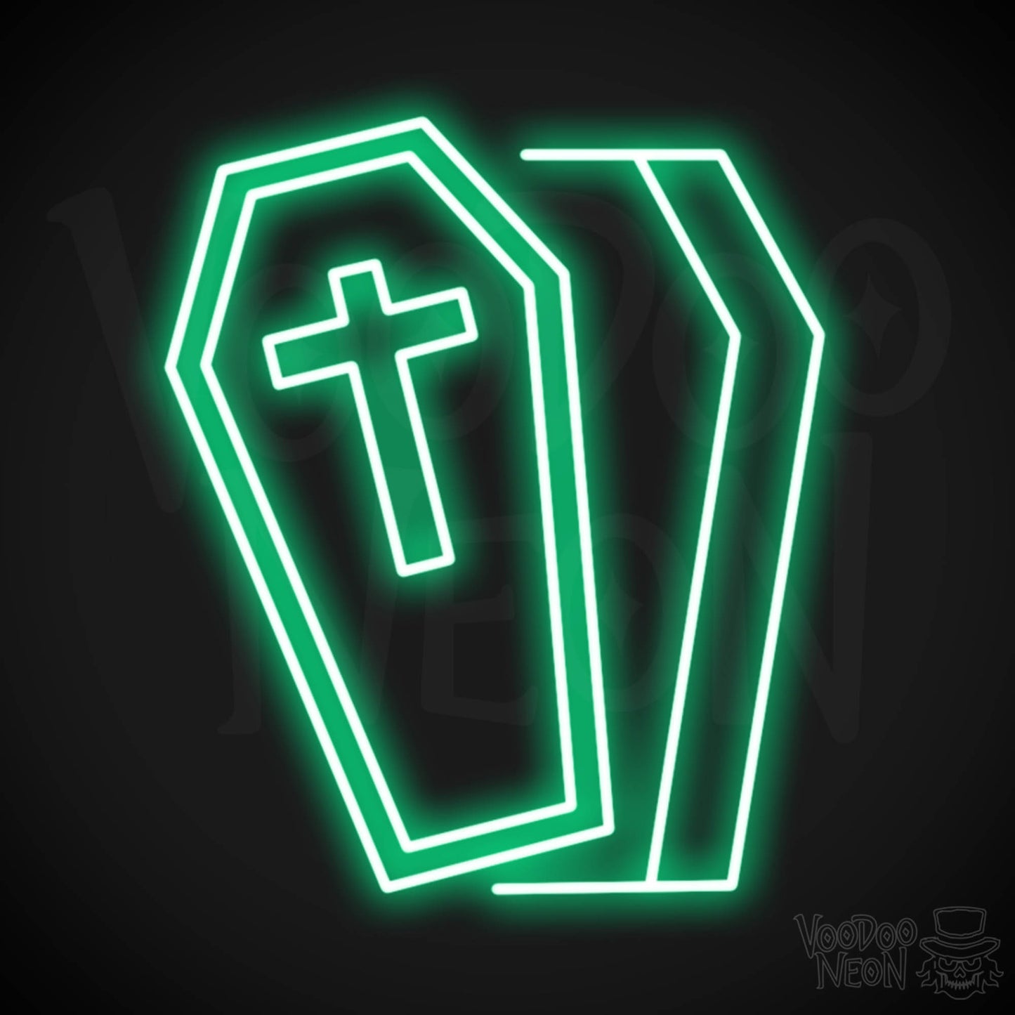 Coffin Neon Sign - Neon Coffin Wall Art - LED Sign - Color Green