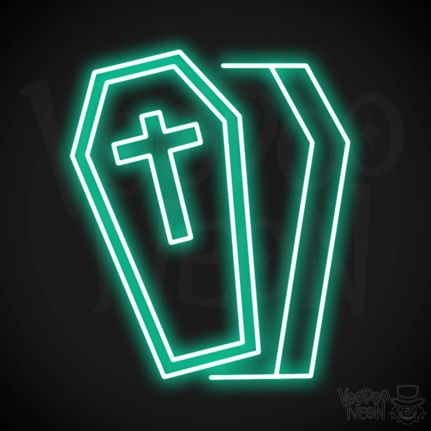 Coffin Neon Sign - Neon Coffin Wall Art - LED Sign - Color Light Green