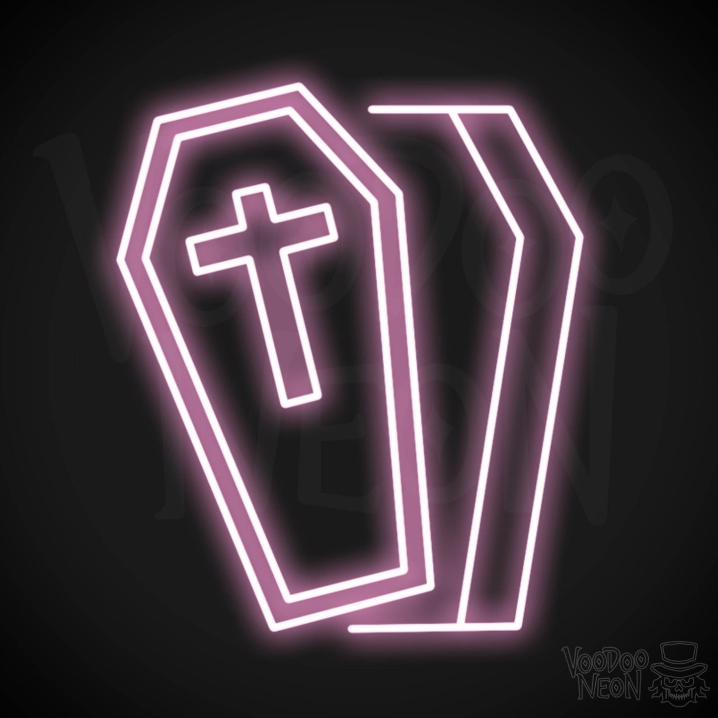 Coffin Neon Sign - Neon Coffin Wall Art - LED Sign - Color Light Pink