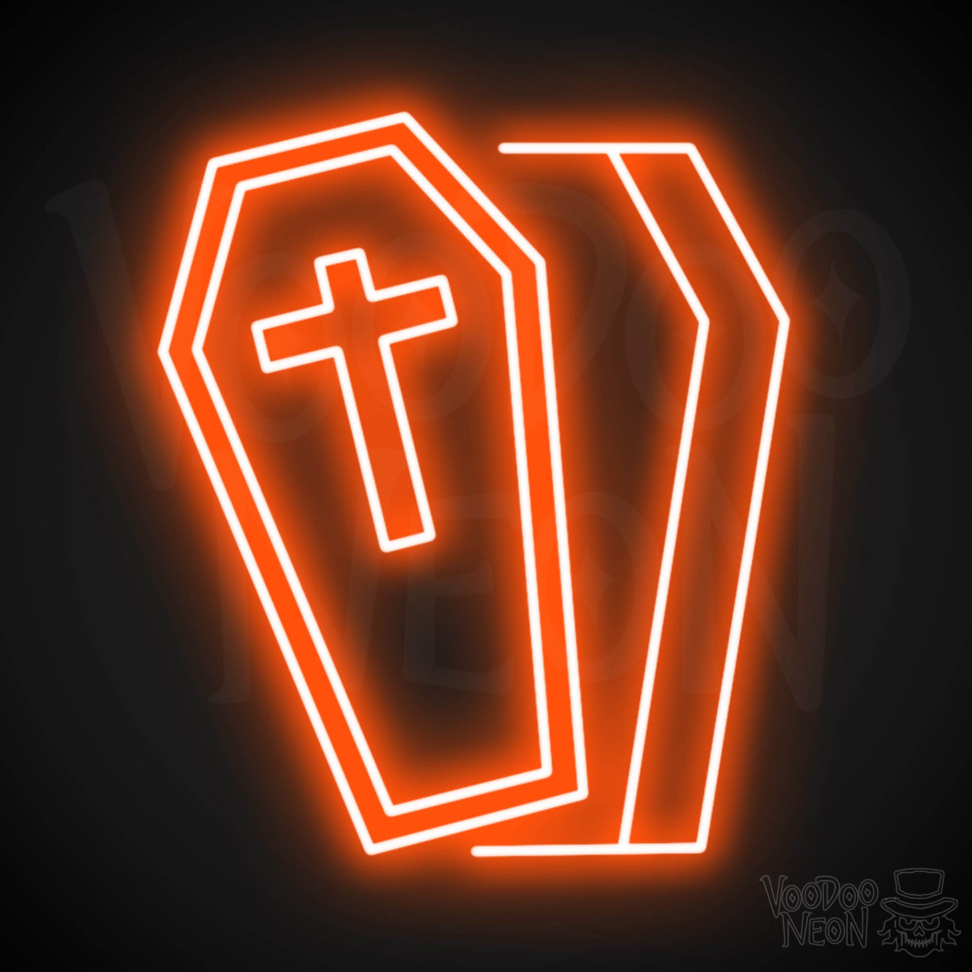 Coffin Neon Sign - Neon Coffin Wall Art - LED Sign - Color Orange