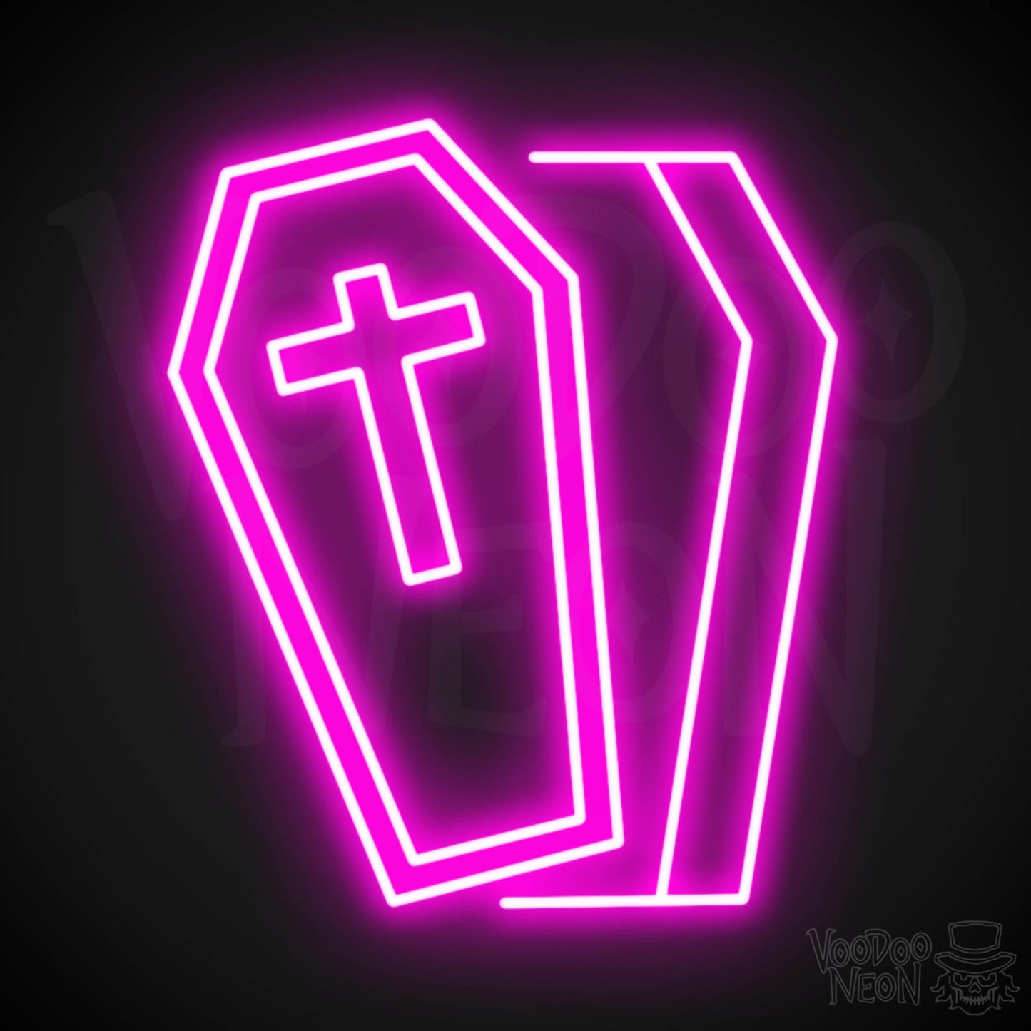 Coffin Neon Sign - Neon Coffin Wall Art - LED Sign - Color Pink