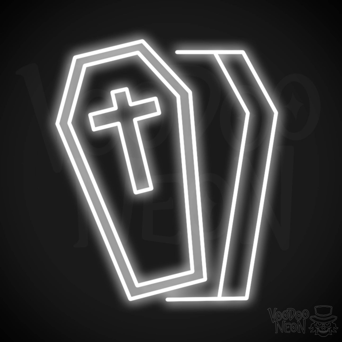 Coffin Neon Sign - Neon Coffin Wall Art - LED Sign - Color White