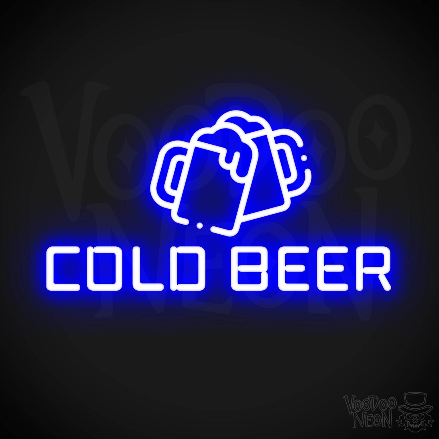 Neon Cold Beer Sign - Cold Beer Neon Sign - Bar Signs - Color Dark Blue